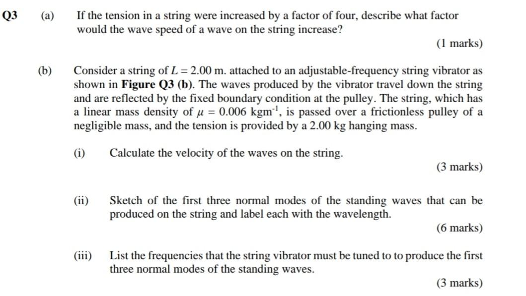 Solved Q3 (a) If the tension in a string were increased by a 