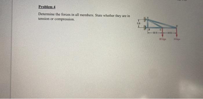 Solved Problem 4 Determine the forces in all members. State | Chegg.com