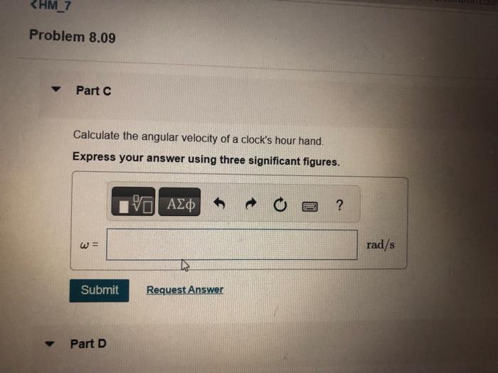 Solved help!Problem 8.09 Part A Calculate the angular