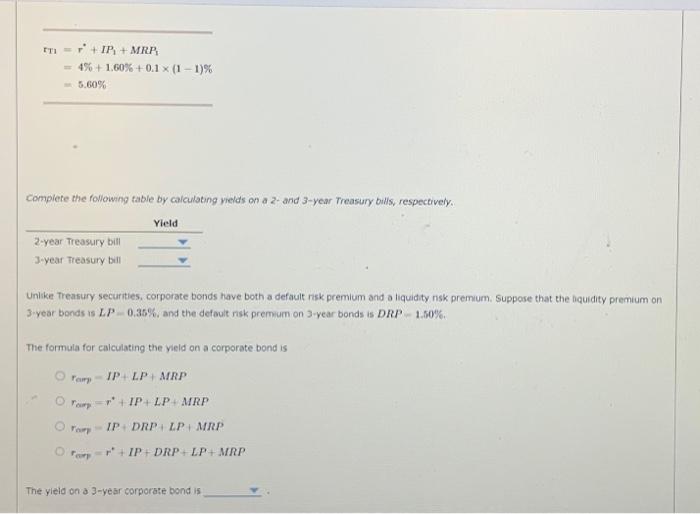 rT1=r∗+MP1+MRP1=4%+1.60%+0.1×(1−1)%=5.60% Complete | Chegg.com