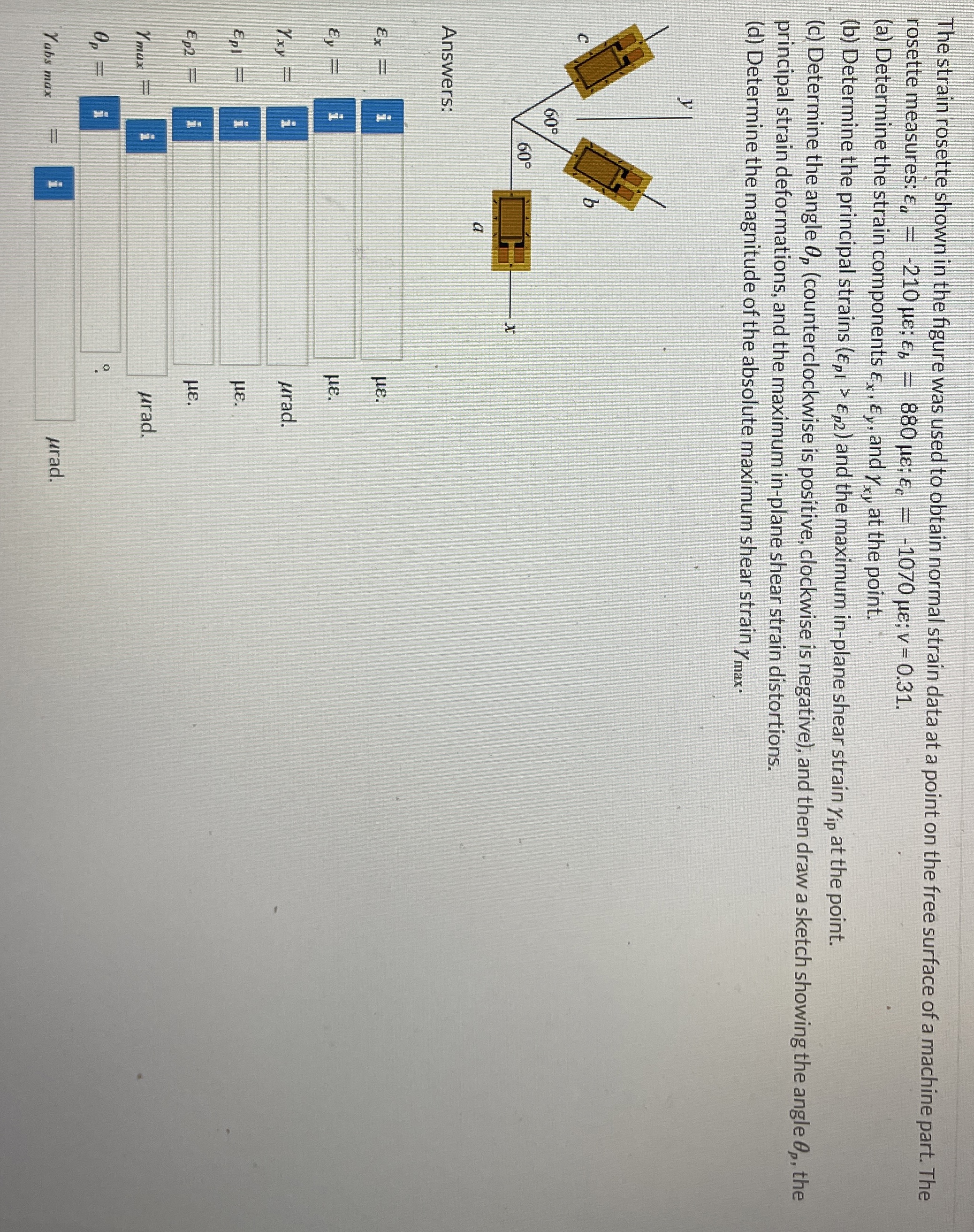 Solved The strain rosette shown in the figure was used to | Chegg.com