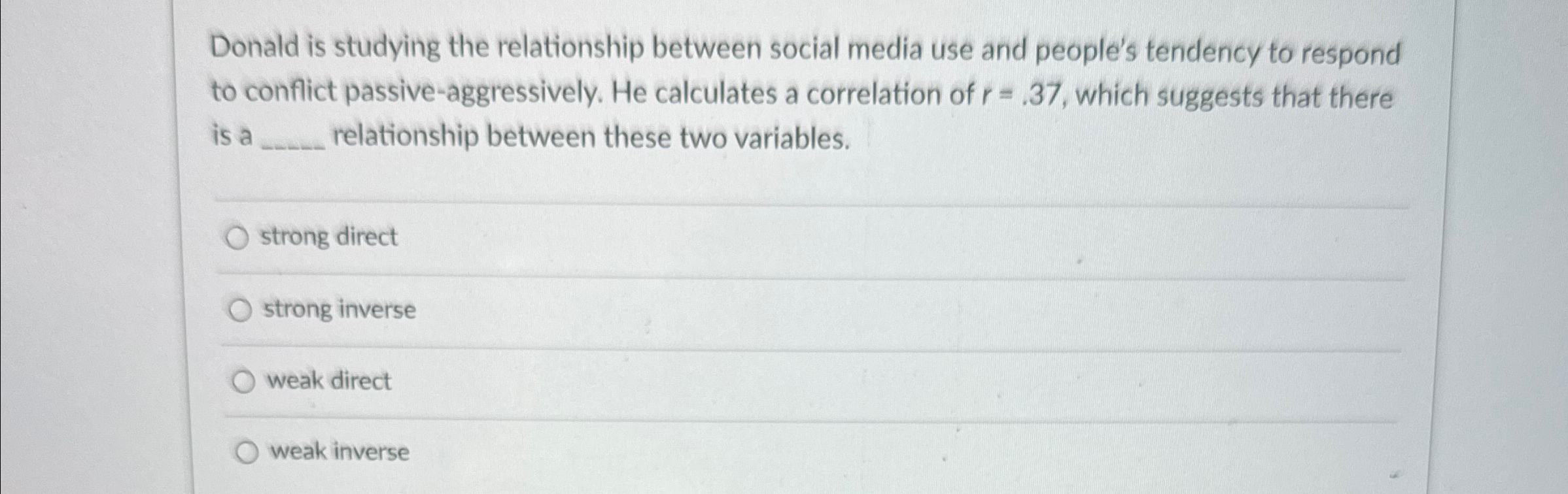 Solved Donald is studying the relationship between social | Chegg.com