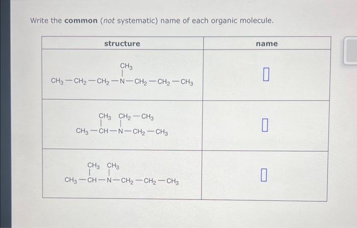 Solved Write the common (not systematic) name of each | Chegg.com