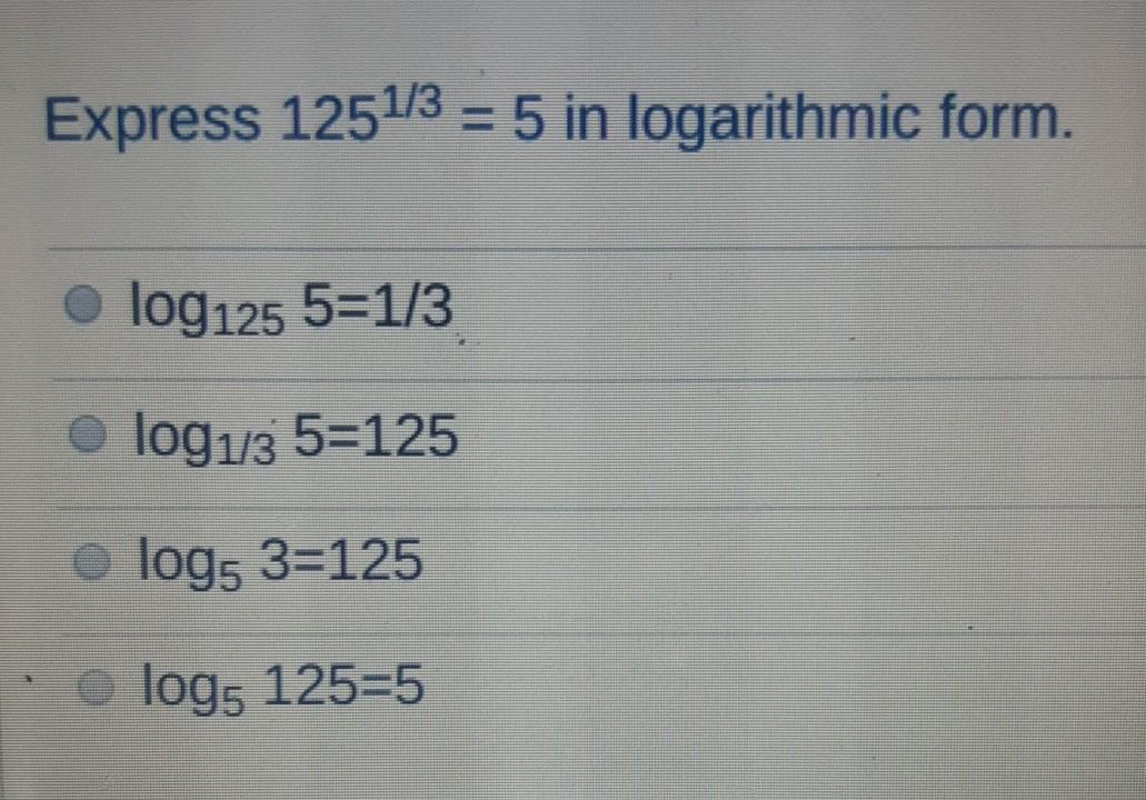 5 3 125 in log form