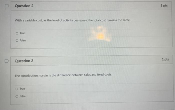 With a variable cost, as the level of activity | Chegg.com