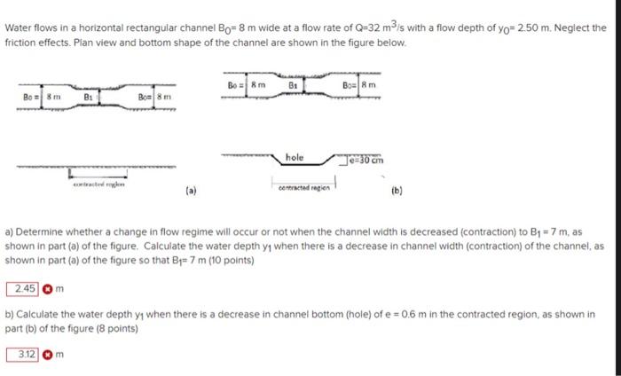 Solved Water flows in a horizontal rectangular channel Bo= 8 | Chegg.com