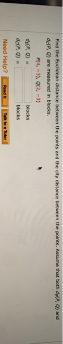 Solved Find the Euclidean distance between the points and | Chegg.com