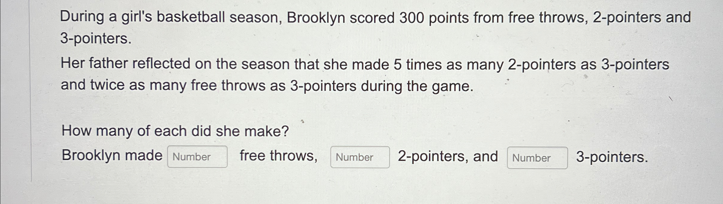 Solved During A Girl's Basketball Season, Brooklyn Scored | Chegg.com