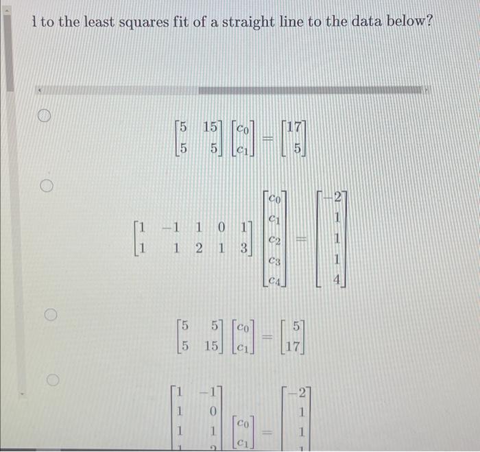 Solved What are the normal equations associated to the least | Chegg.com