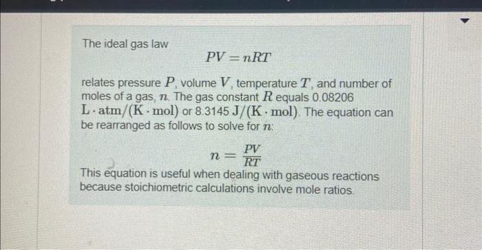 Solved The ideal gas law PV=nRT relates pressure P, volume | Chegg.com