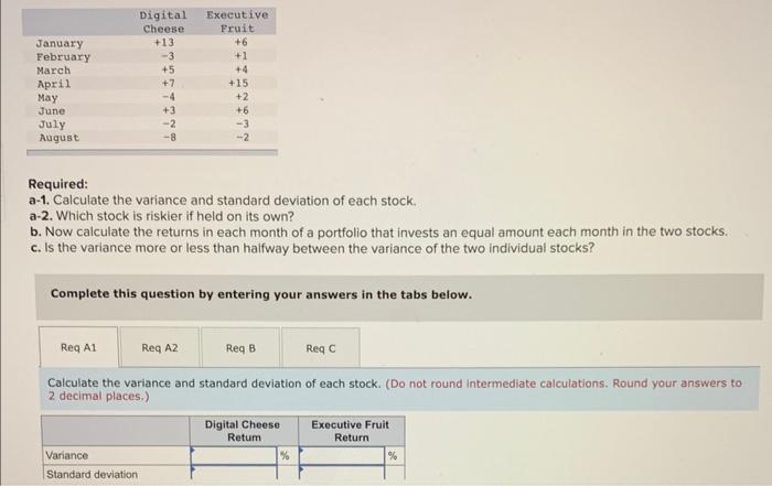 Solved Required: a-1. Calculate the variance and standard | Chegg.com