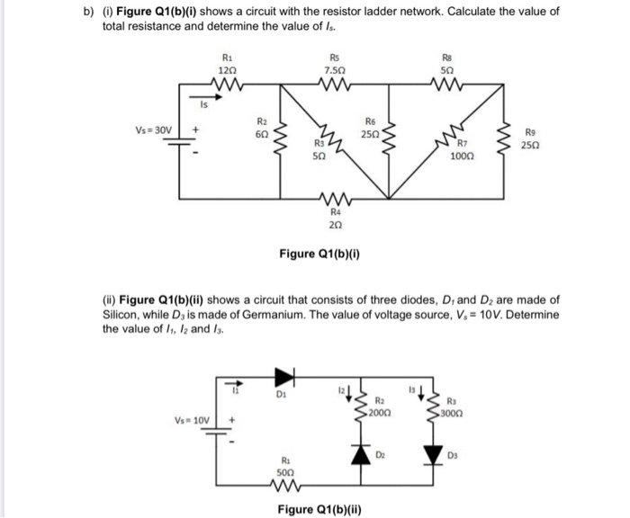 Solved B) () Figure Q1(b)(i) Shows A Circuit With The | Chegg.com