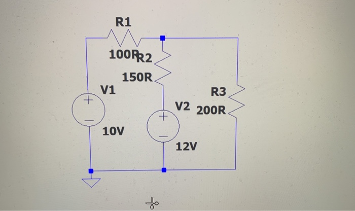 Solved R1 M 100RR2 150R V1 R3 + V2 200R + 10V 12V | Chegg.com