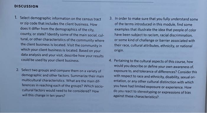 Discussion 1 Select Demographic Information On The Chegg Com