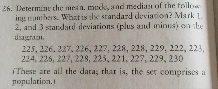 Solved 26. Determine the mean, mode, and median of the | Chegg.com