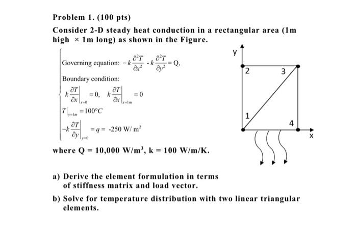 Solved Problem 1. (100 pts) Consider 2-D steady heat | Chegg.com