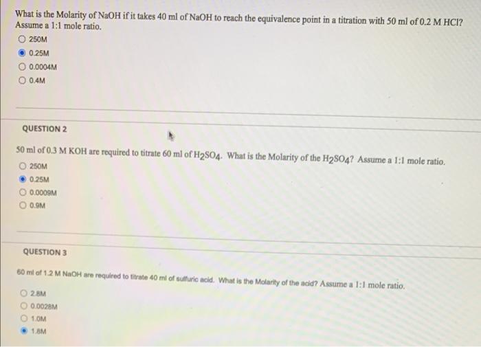 Solved What is the Molarity of NaOH if it takes 40 ml of | Chegg.com