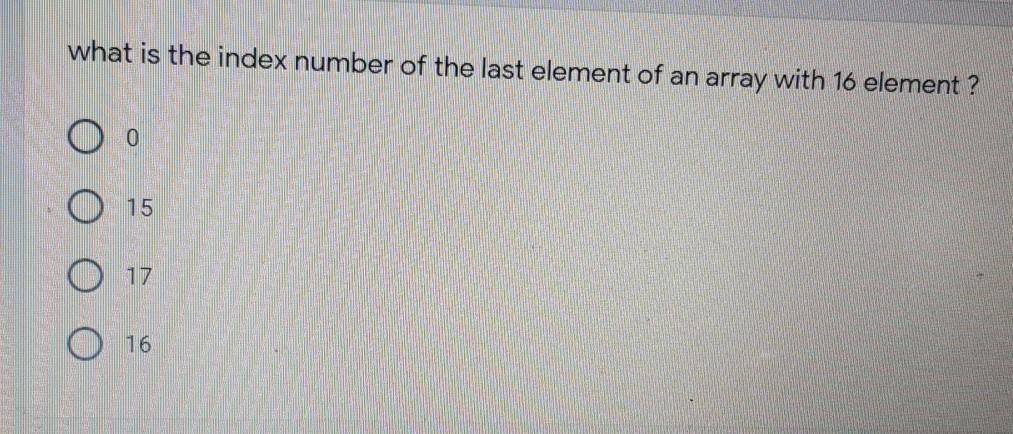 Solved what is the index number of the last element of an | Chegg.com