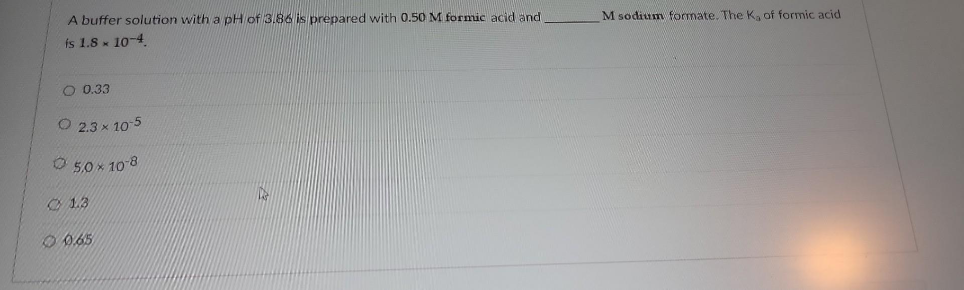 Solved A buffer solution with a pH of 3.86 is prepared with | Chegg.com