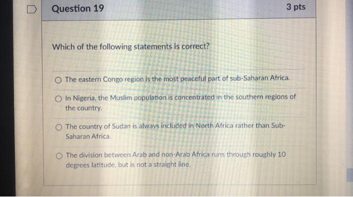 Solved Question 19 3 pts Which of the following statements | Chegg.com