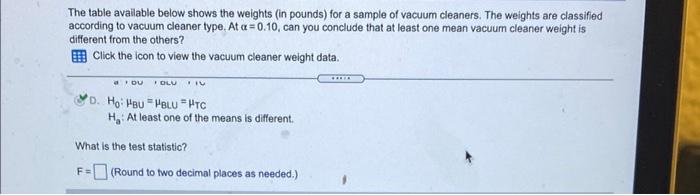 Solved The table available below shows the weights (in | Chegg.com