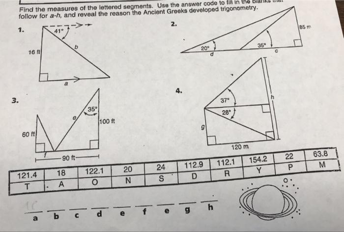 Solved Find The Measures Of The Lettered Angles In The | Cheggcom