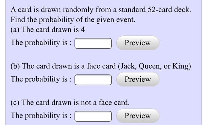 Solved A Card Is Drawn Randomly From A Standard 52-card | Chegg.com