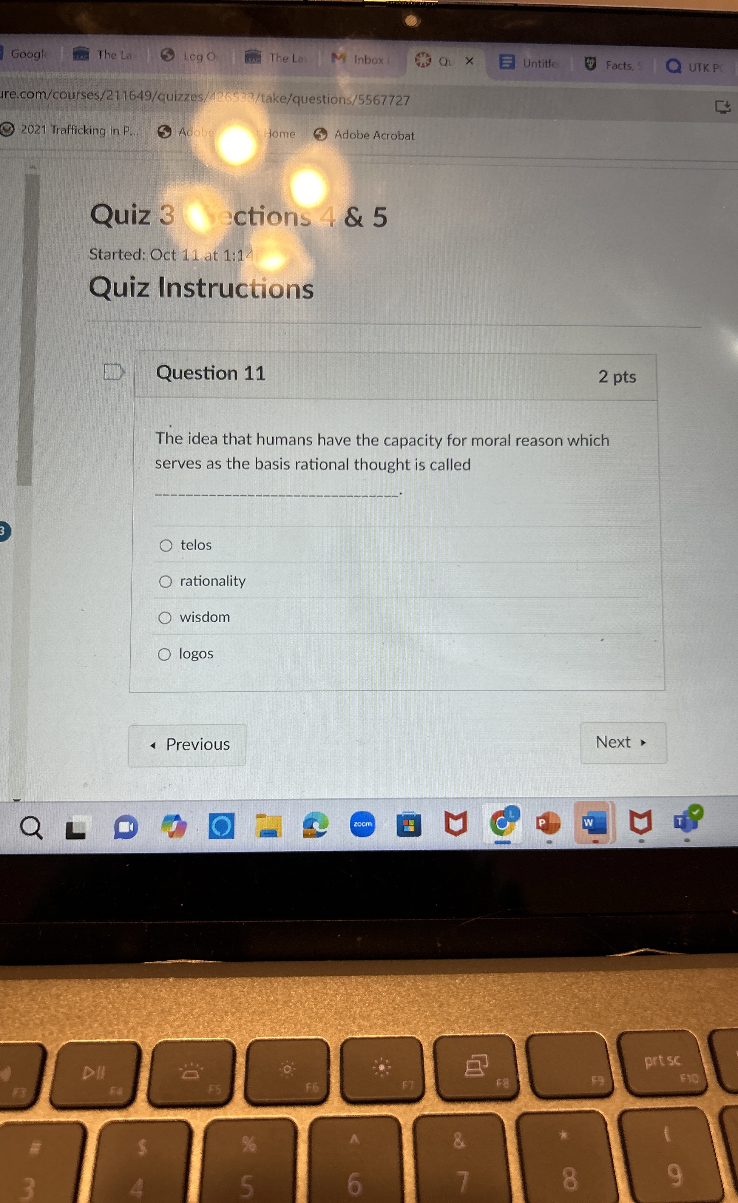 Solved Question 11The idea that humans have the capacity for | Chegg.com