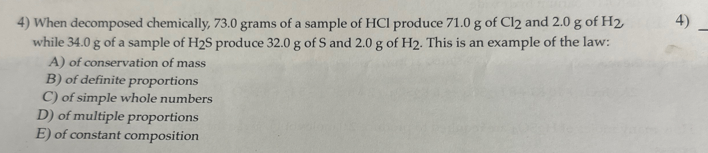 Solved When decomposed chemically, 73.0 ﻿grams of a sample | Chegg.com