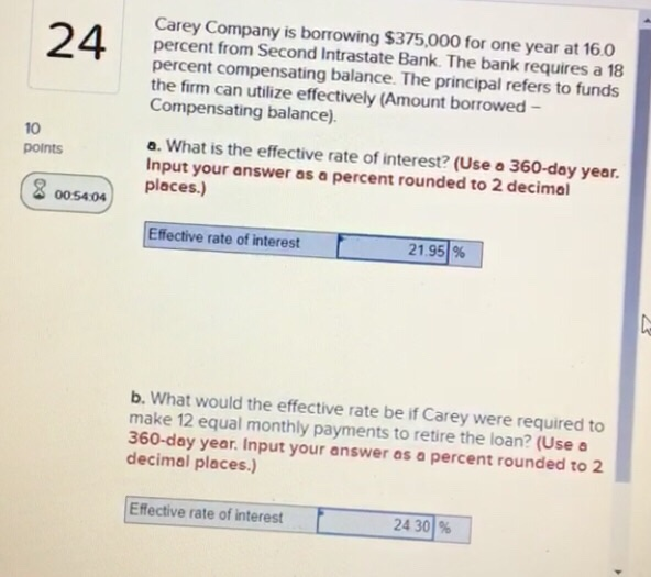 24 Carey Pany Is Borrowing 375 000 For One Year Chegg 