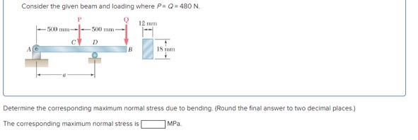 Solved Consider the given beam and loading where PQ-480 N. P | Chegg.com