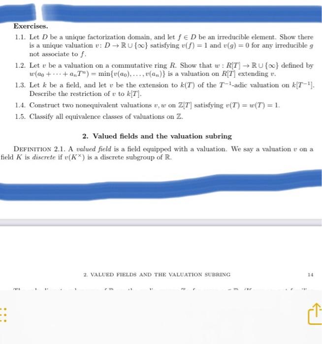 Exercises. 1.1. Let D be a unique factorization | Chegg.com