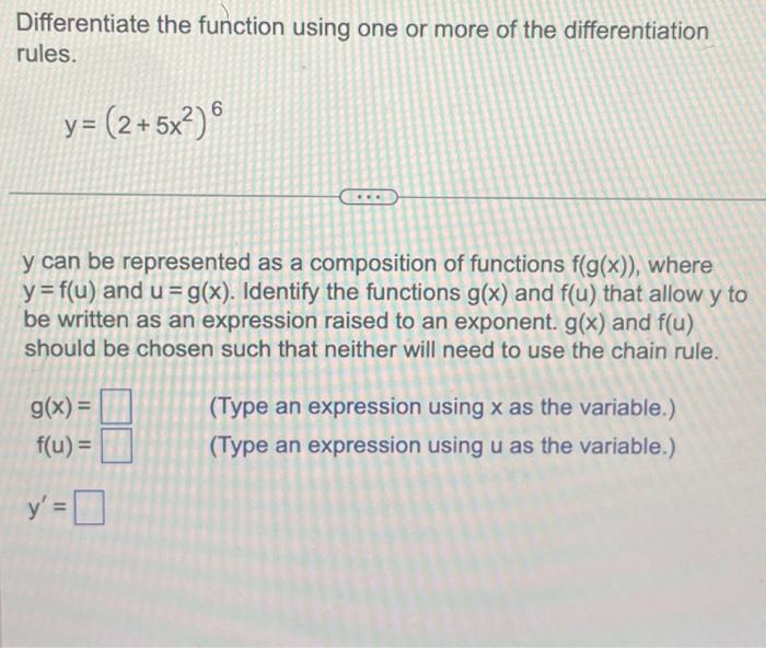 Solved differentiate the function using one or more of the | Chegg.com