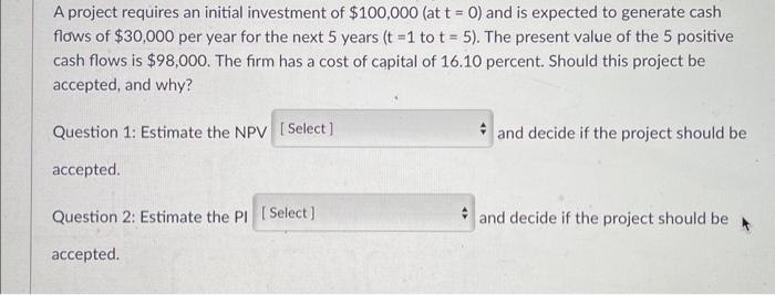 Solved A project requires an initial investment of | Chegg.com