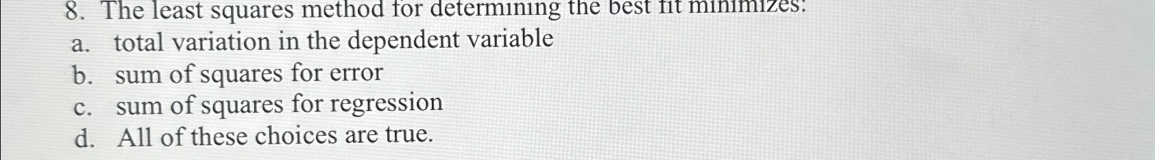 Solved The least squares method for determining the best tit | Chegg.com