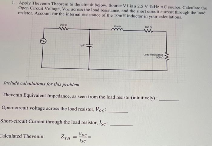 Solved 1. Apply Thevenin Theorem to the circuit below. | Chegg.com