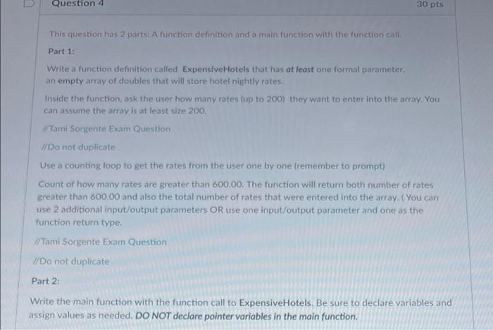 Solved Question 4 30 pts This question has 2 parts: A | Chegg.com