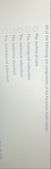 Solved All of the following are components of the Parsonian | Chegg.com