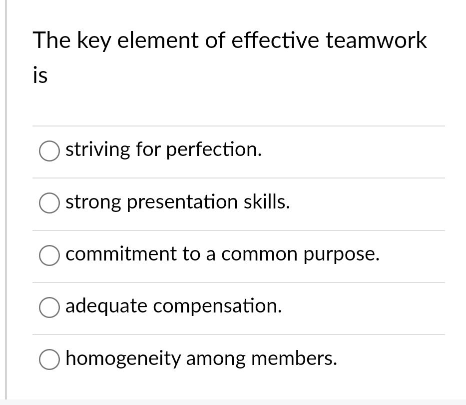 solved-the-key-element-of-effective-teamwork-isstriving-for-chegg