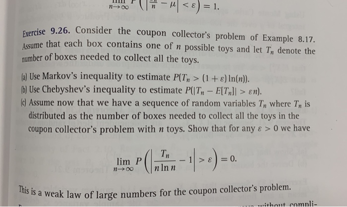 Solved Ise 9 26 Consider The Coupon Collector s Problem Of Chegg