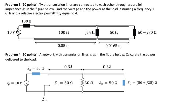 Solved Problem 3 (20 points): Two transmission lines are | Chegg.com