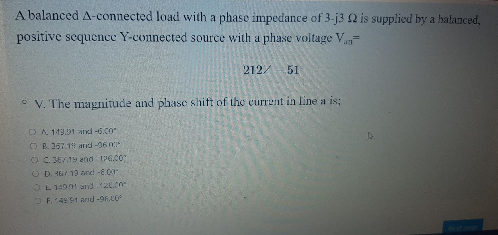 Solved A balanced A-connected load with a phase impedance of | Chegg.com