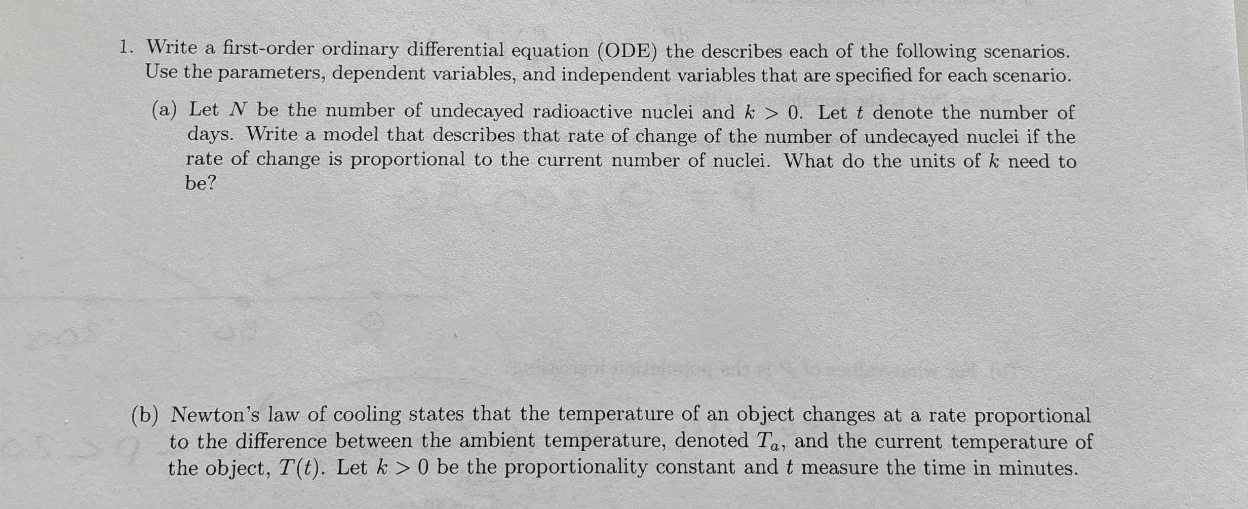 Solved Write a first-order ordinary differential equation | Chegg.com