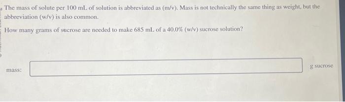 Solved The mass of solute per 100 mL of solution is | Chegg.com