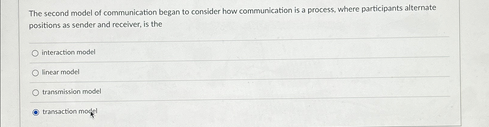 Solved The second model of communication began to consider | Chegg.com