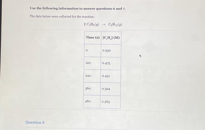Use the following information to answer questions 6 | Chegg.com