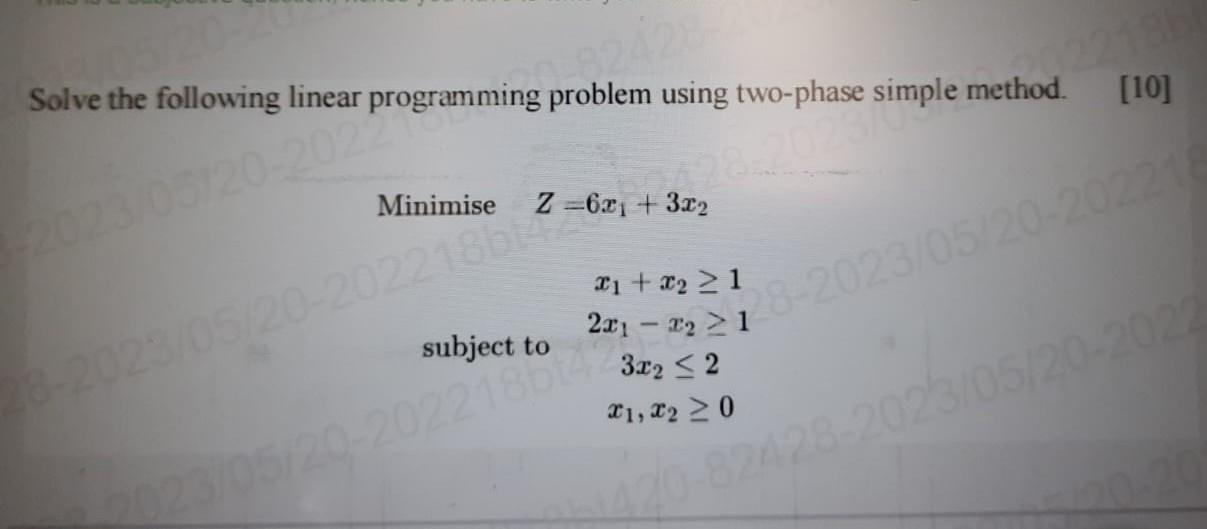 Solved Solve the following linear programming problem using | Chegg.com