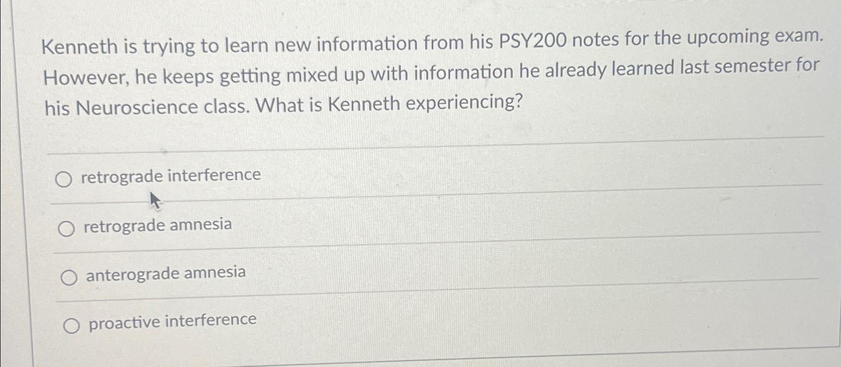 Solved Kenneth is trying to learn new information from his | Chegg.com