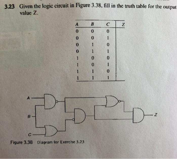 Solved 3.23 Given the logic circuit in Figure 3.38, fill in | Chegg.com