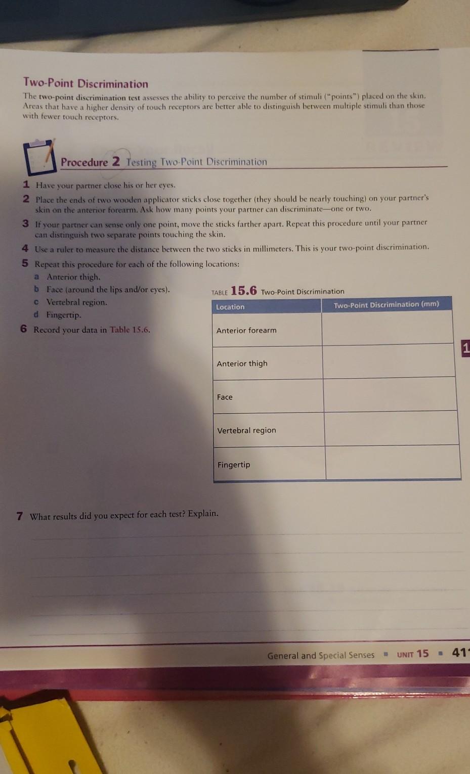 two point discrimination experiments